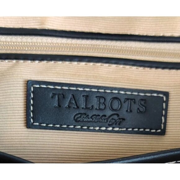 Talbots Tote Bag Venice Waterscape Navy Blue Canvas Brocade Weave Purse - Picture 11 of 12